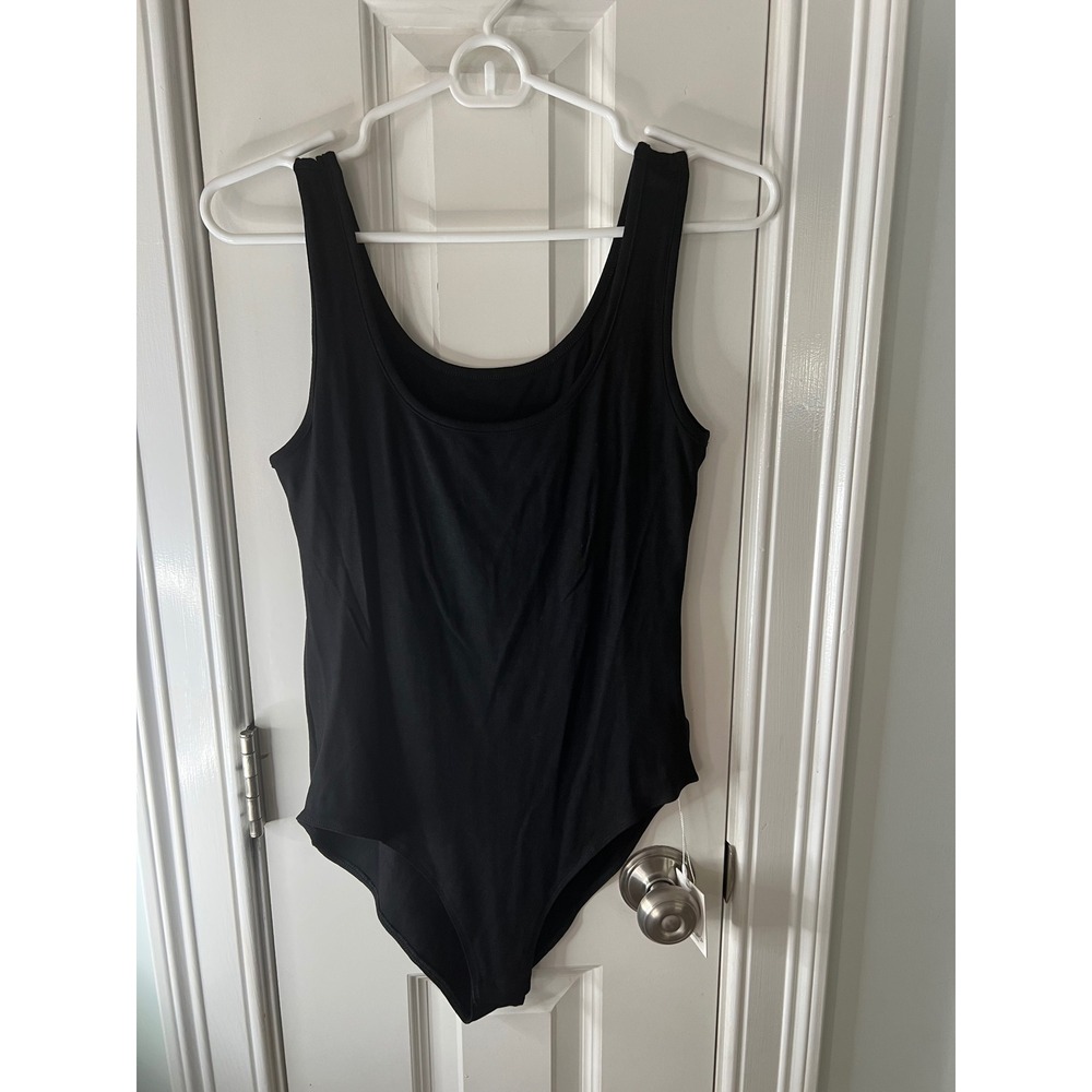 MangoPop Collection Womens Black Sleeveless Scoop Neck Bodysuit Large NWT